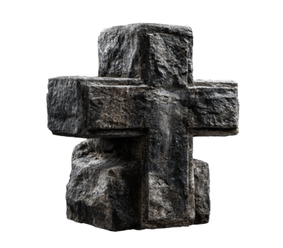 Stone cross monument for religious remembrance and reflection png