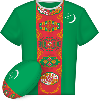 Turkmenistan rugby jersey with rugby ball png