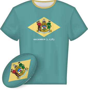 Delaware rugby jersey with rugby ball png