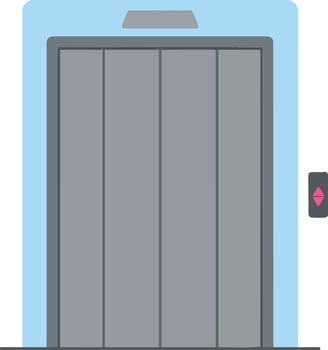 Elevator door with blue frame and up arrow button illustration for building interiors and transportation design vector