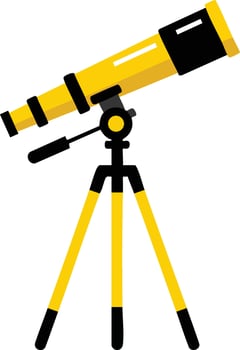 Yellow telescope on tripod for astronomy and observation activities illustration vector