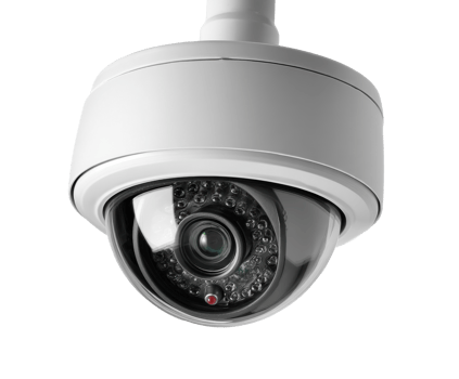 Security camera mounted for surveillance in indoor environment png