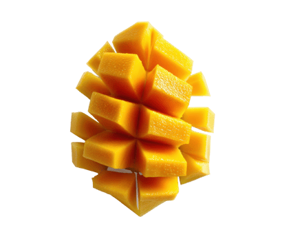 Fresh mango cut into decorative pieces for culinary presentation png