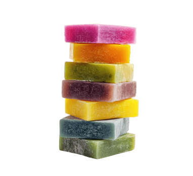 Colorful stacked handmade soaps for decoration and skincare png