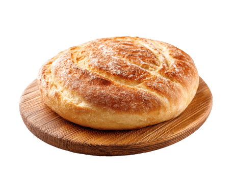 Freshly baked artisan bread on wooden board perfect for meals png
