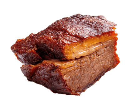 Savory barbecue brisket cut showcasing rich texture and flavor png