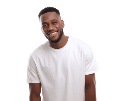 Smiling man in casual outfit posing for cheerful portrait indoors png