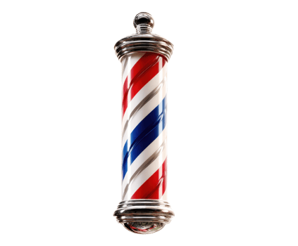 Classic barber pole with red white and blue stripes in vintage style png