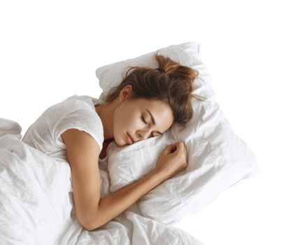Peaceful rest on a soft pillow for better sleep quality png