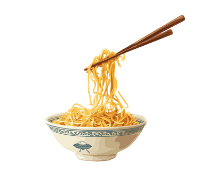 Delicious bowl of noodles with chopsticks ready to eat png