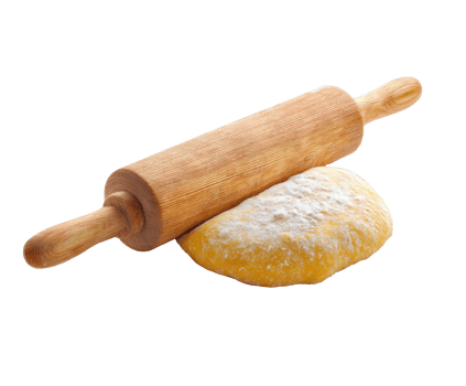 Baking dough with rolling pin on kitchen counter for homemade treats png
