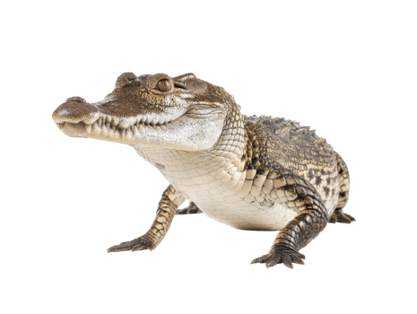 Close-up view of a crocodile on a plain surface in natural habitat png