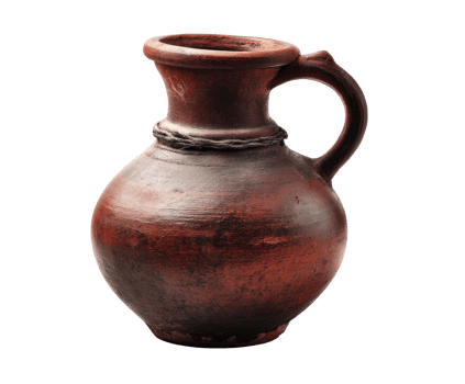 Handmade clay jug with a traditional design for decor or storage png