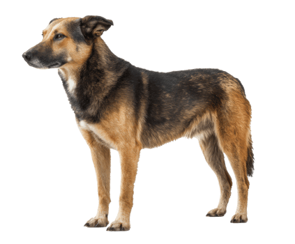 Friendly dog standing proudly in a classic pose for pet lovers png