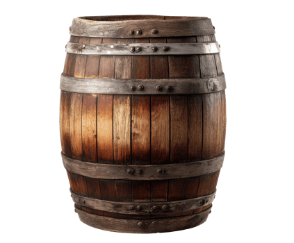 Rustic wooden barrel for home decor and storage solutions png