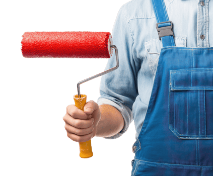 Home renovation tools for painting walls with paint roller png