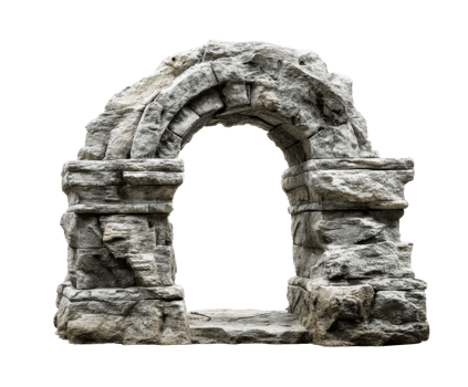 Ancient stone arch in a historical setting for architectural design png