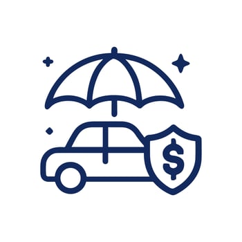 Safeguarded savings for auto assurance. Icon symbol illustration vector