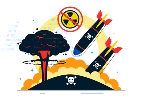 Nuclear Bomb Explosion in Flat Background for Total Elimination of Nuclear Weapons Day . vector