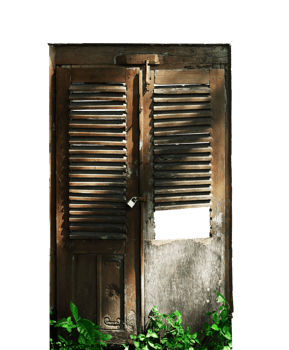 broken wooden door on vintage style isolated png