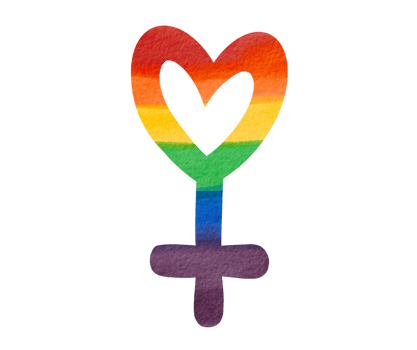 Rainbow heart with Venus sign png