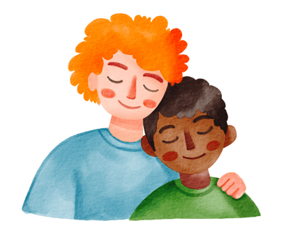 Hugging people watercolor art png