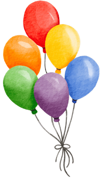 Rainbow watercolor balloon set png