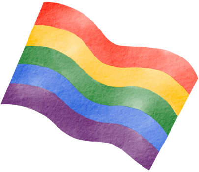 Waving watercolor rainbow flag png
