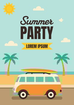 Playful Summer Party Poster Template vector