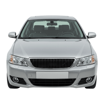 Sleek Silver Automobile Head-On View in a Clean Studio Setting, Clipping Path on Transparent Background. png