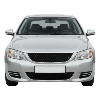 Front View of a Modern Silver Car Isolated on a Transparent Background. png