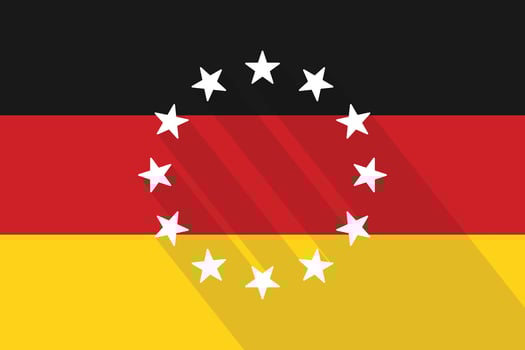 German Flag with EU Stars, Illustration of Long Shadow Flat Design. vector