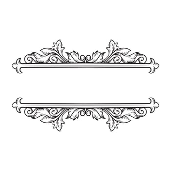 Vintage baroque frame scroll ornament engraving border floral retro pattern antique style acanthus foliage swirl decorative design element filigree calligraphy vector