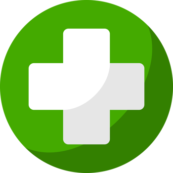 Green cross medical circle icon png