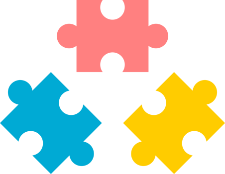 Blue pink and yellow jigsaw game png