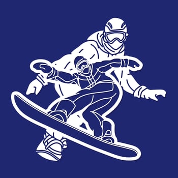 Silhouette Extreme Sport Snowboarder Mix Action Snowboard Players vector