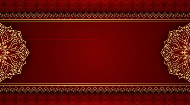 Decorative Scrollwork Pattern in Gold on Red vector