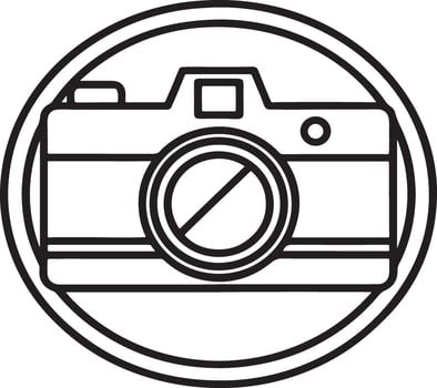 Simple line art camera icon in a circle vector
