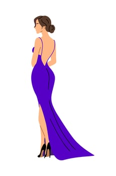 Beautiful Woman in fashion dress for evening event vector