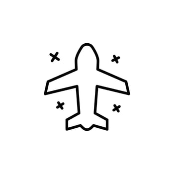 Airplane Top View Icon Outline Style Thin Line Symbol for Flight Aviation or Air Travel Design vector