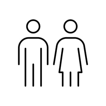 Man and Woman Standing Icon Thin Line Outline Style for People or Public Signage Use vector