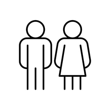 Male and Female Icon Outline Style Thin Line Symbol for Restroom or Gender Representation vector