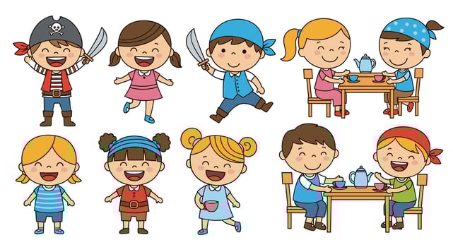 Cartoon children eating and drinking at a table vector