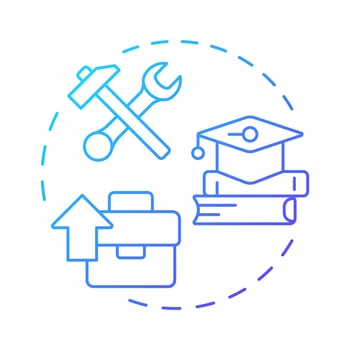Learning opportunities blue gradient concept icon. Personal growth, skill development. Round shape line illustration. Abstract idea. Graphic design. Easy to use in infographic, brochure vector
