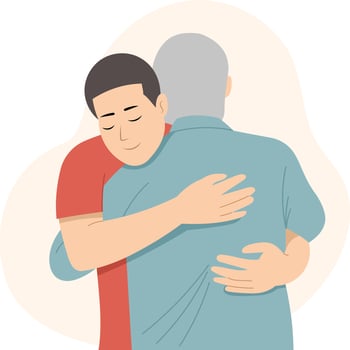 two people sharing a warm embrace vector