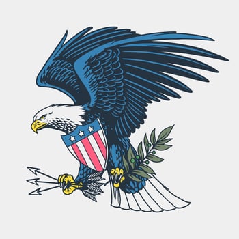 Vintage Illustration of American Eagle Holding Arrows and Olive Branch vector