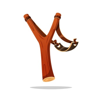 Wooden slingshot from branches isolated on white background. vector