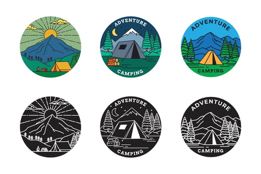 Camping adventure icon set vector