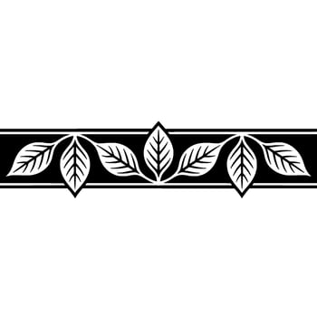 Elegant Black White Leaf Border, Illustration vector
