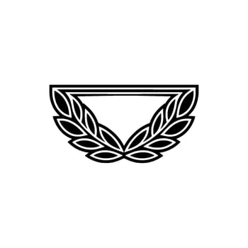 Minimalist Laurel Wreath, Black White vector